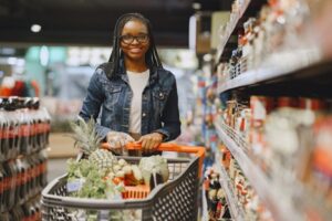 Smart shopper in grocery store
